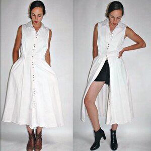 Perfect White Summer Dress ~  Embroidered Stitching